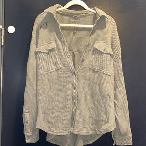 Aerie green waffle knit button down